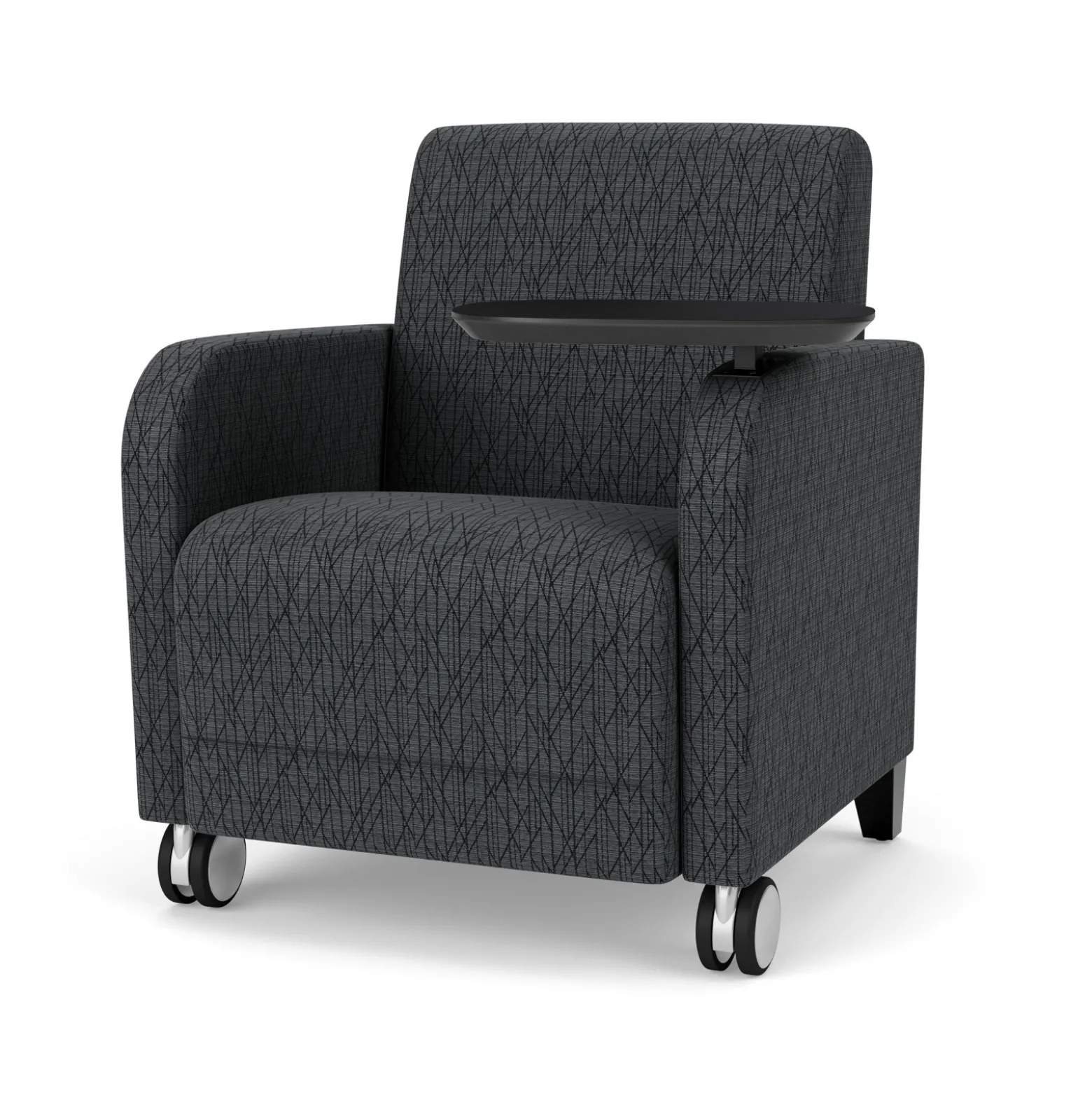 Parkside Guest Chair with Swivel Tablet and Casters in Designer Upholstery