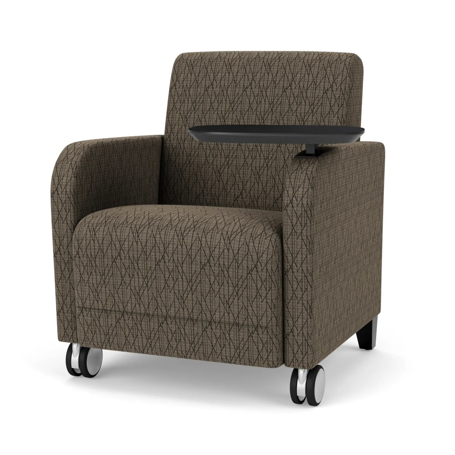 Parkside Guest Chair with Swivel Tablet and Casters in Designer Upholstery