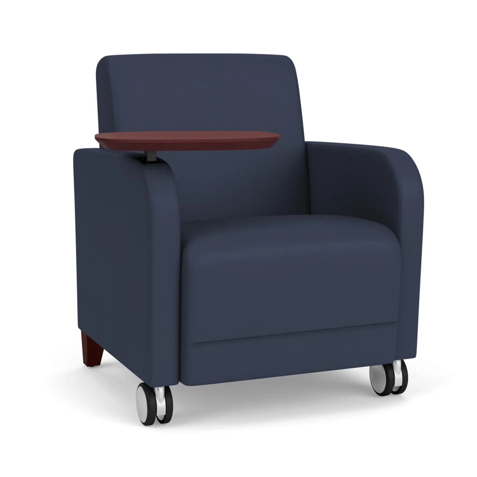 Parkside Guest Chair with Swivel Tablet and Casters in Designer Upholstery