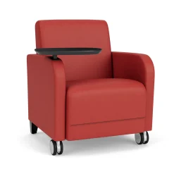 Parkside Guest Chair with Swivel Tablet and Casters in Designer Upholstery