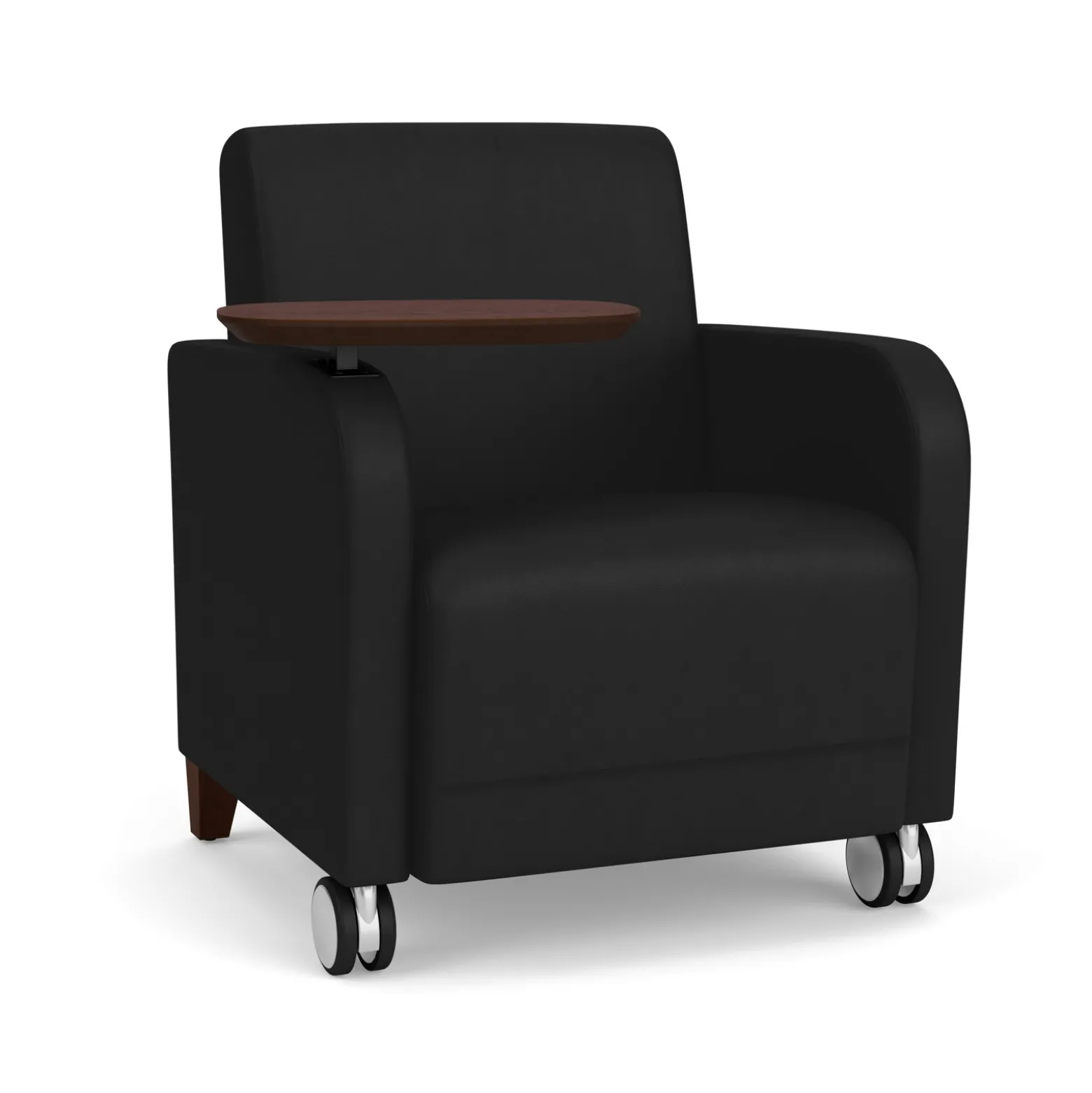 Parkside Guest Chair with Swivel Tablet and Casters in Designer Upholstery