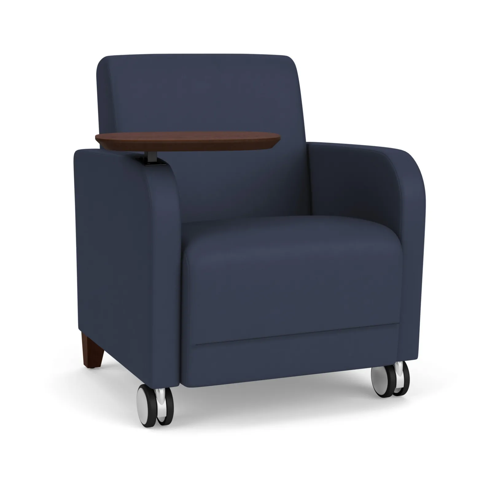 Parkside Guest Chair with Swivel Tablet and Casters in Designer Upholstery
