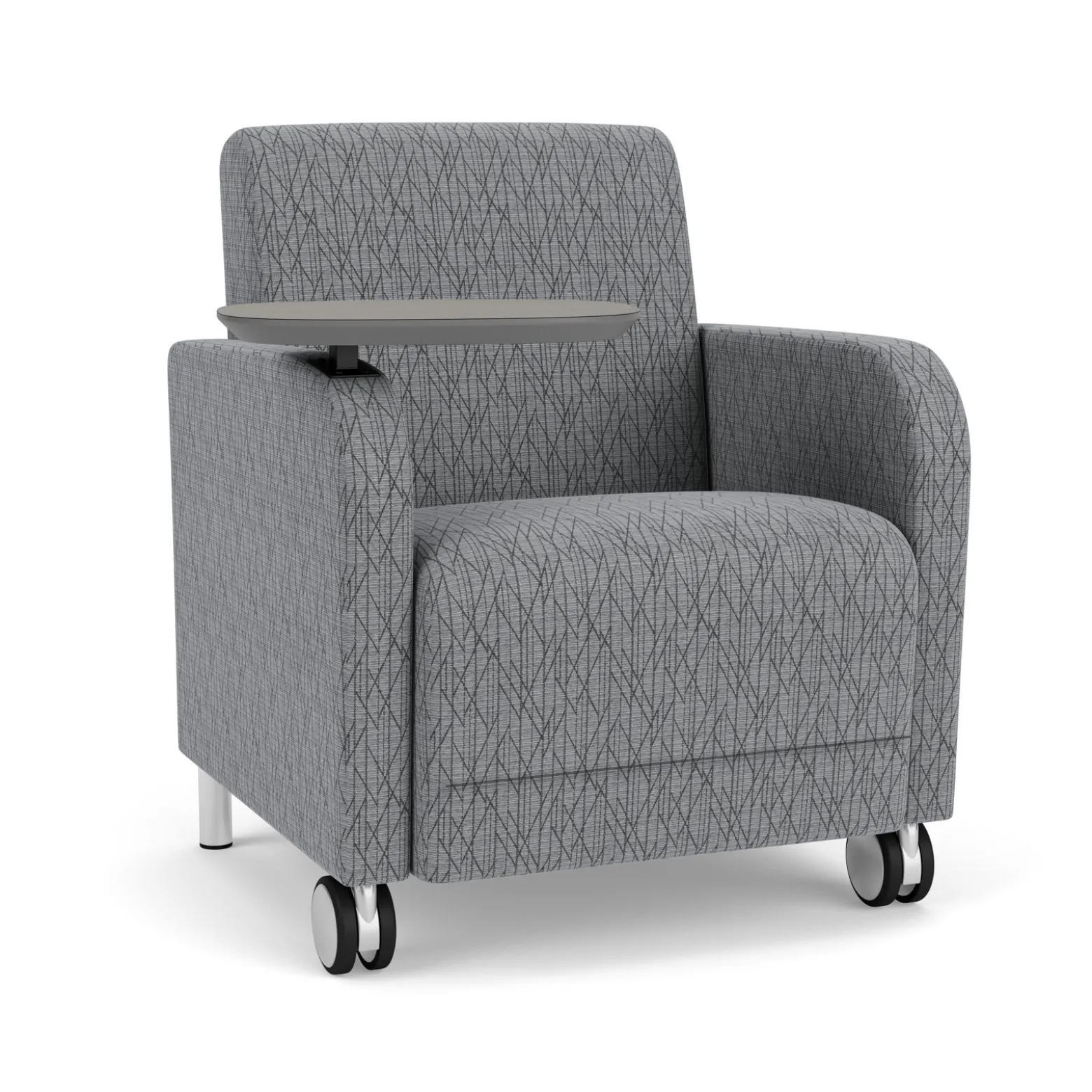Parkside Guest Chair with Swivel Tablet and Casters in Designer Upholstery