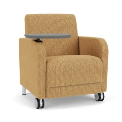 Parkside Guest Chair with Swivel Tablet and Casters in Designer Upholstery