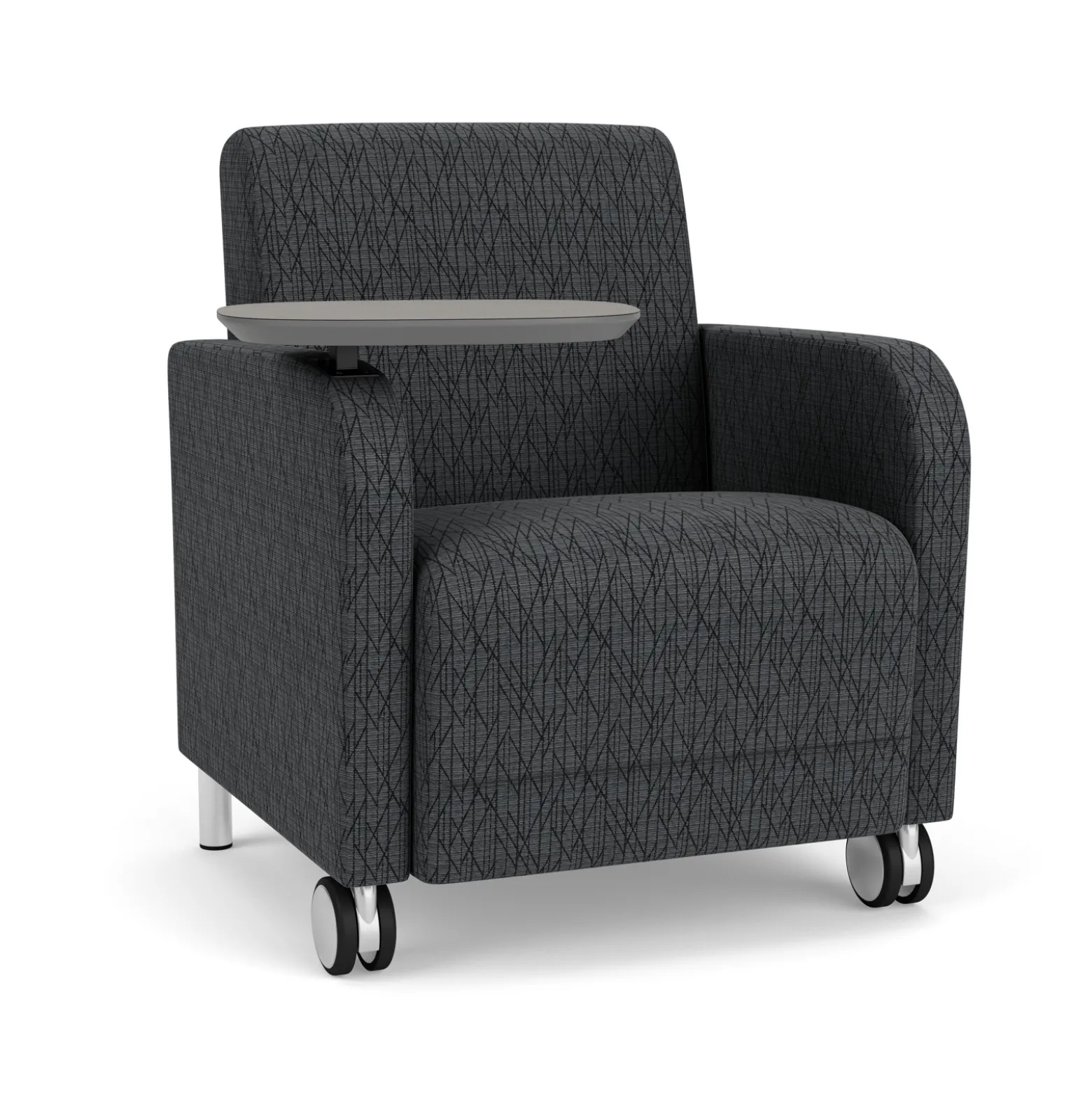 Parkside Guest Chair with Swivel Tablet and Casters in Designer Upholstery