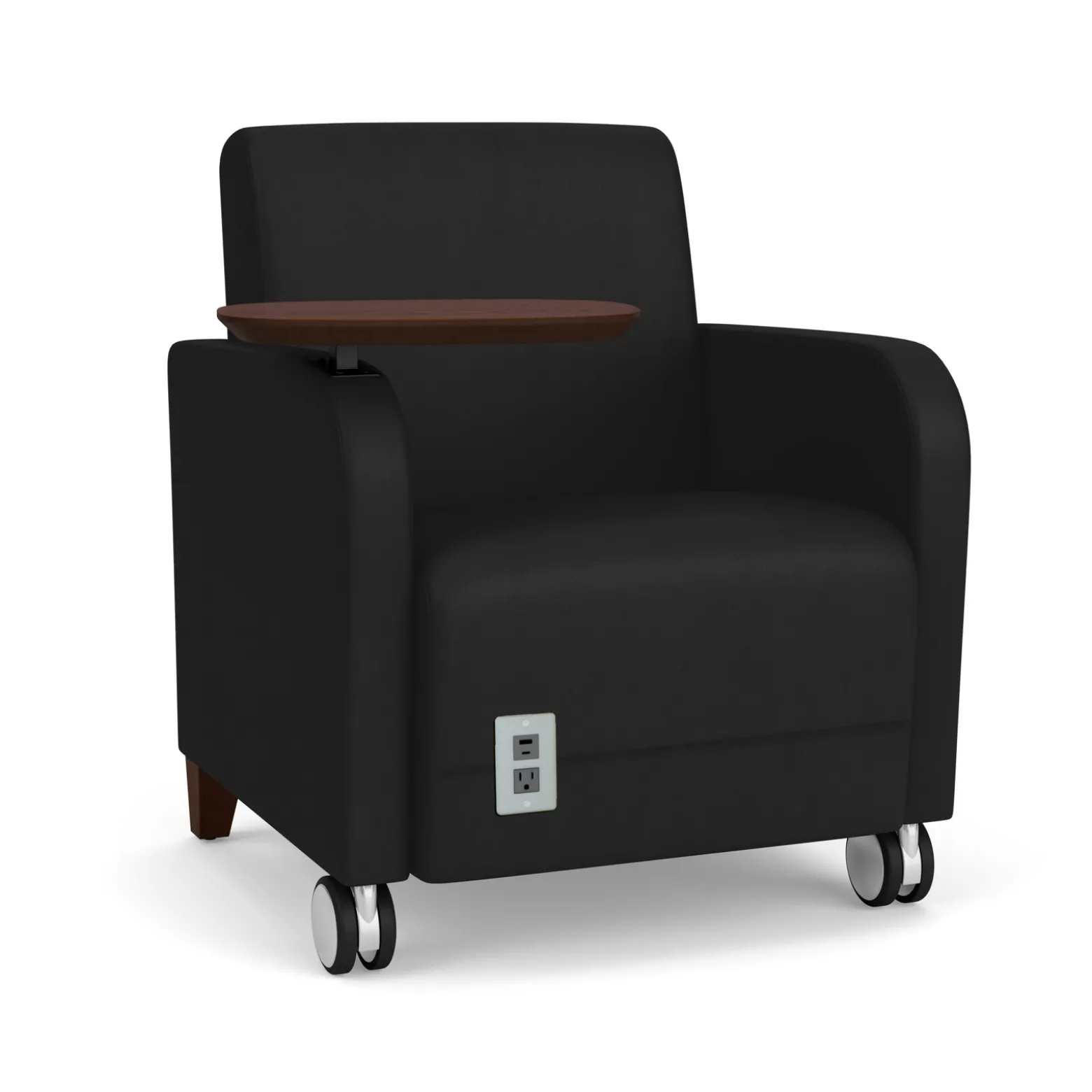 Parkside Powered Guest Chair with Tablet and Casters in Designer Upholstery