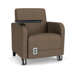 Parkside Powered Guest Chair with Tablet and Casters in Designer Upholstery