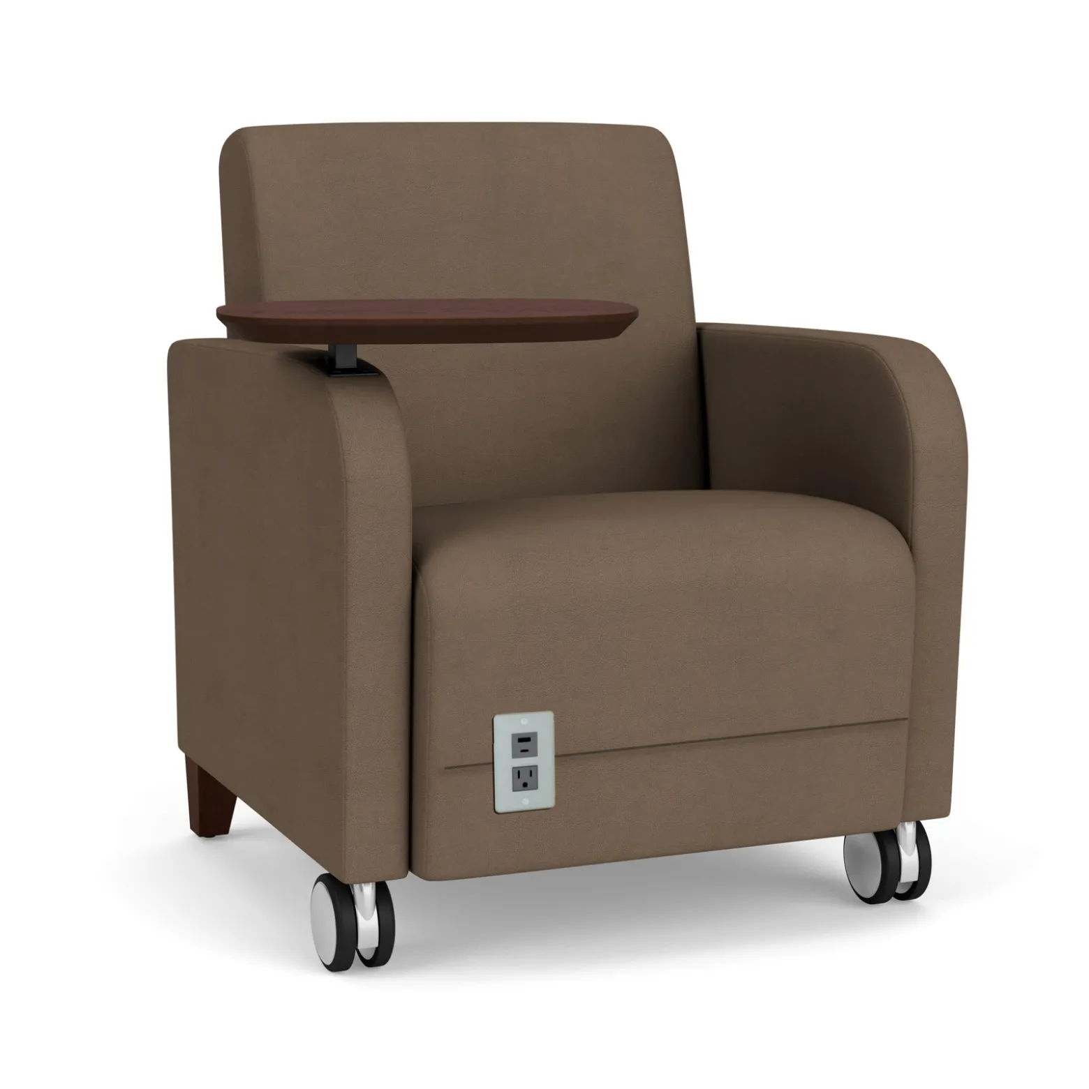 Parkside Powered Guest Chair with Tablet and Casters in Designer Upholstery