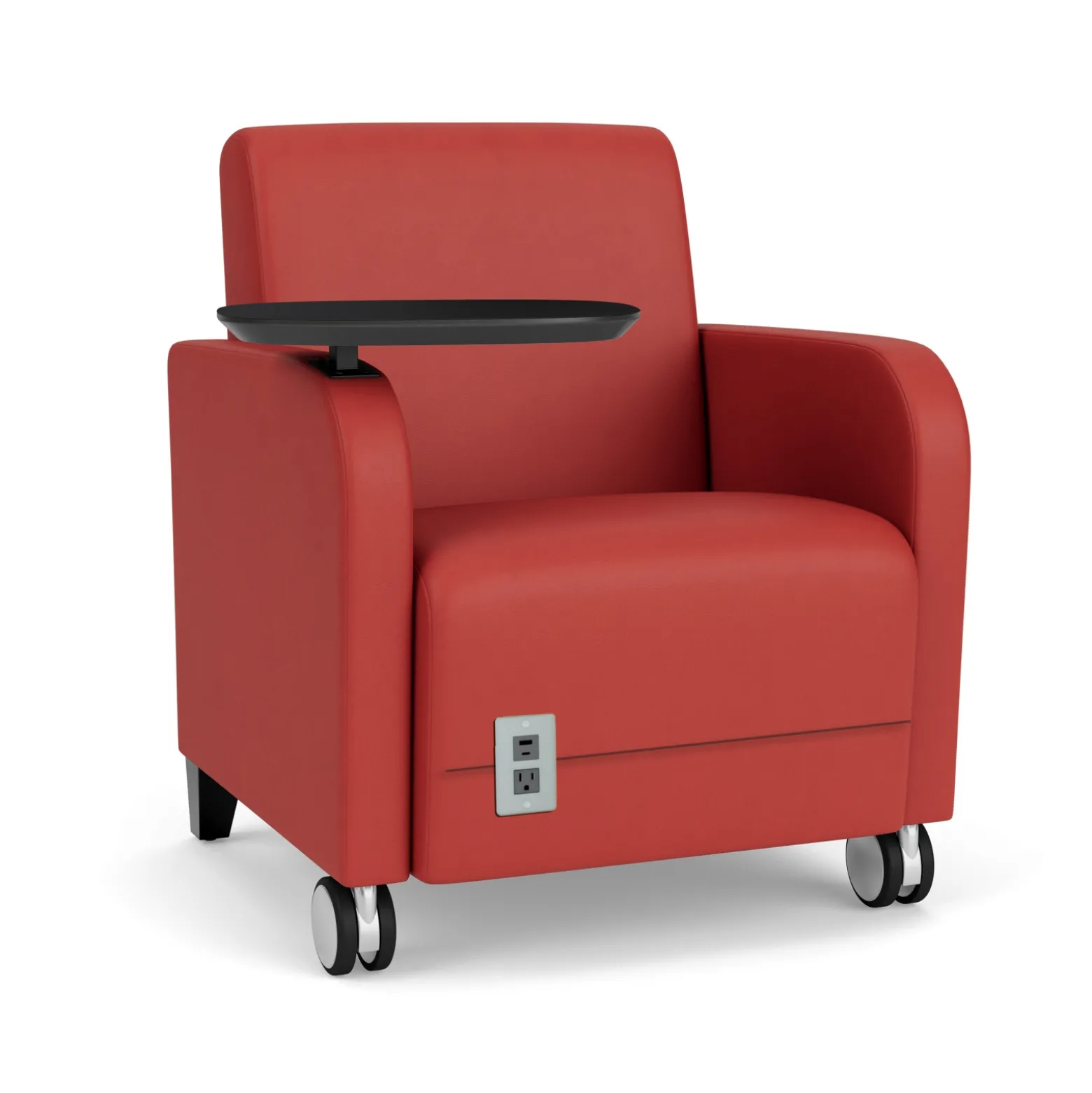 Parkside Powered Guest Chair with Tablet and Casters in Designer Upholstery