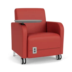 Parkside Powered Guest Chair with Tablet and Casters in Designer Upholstery