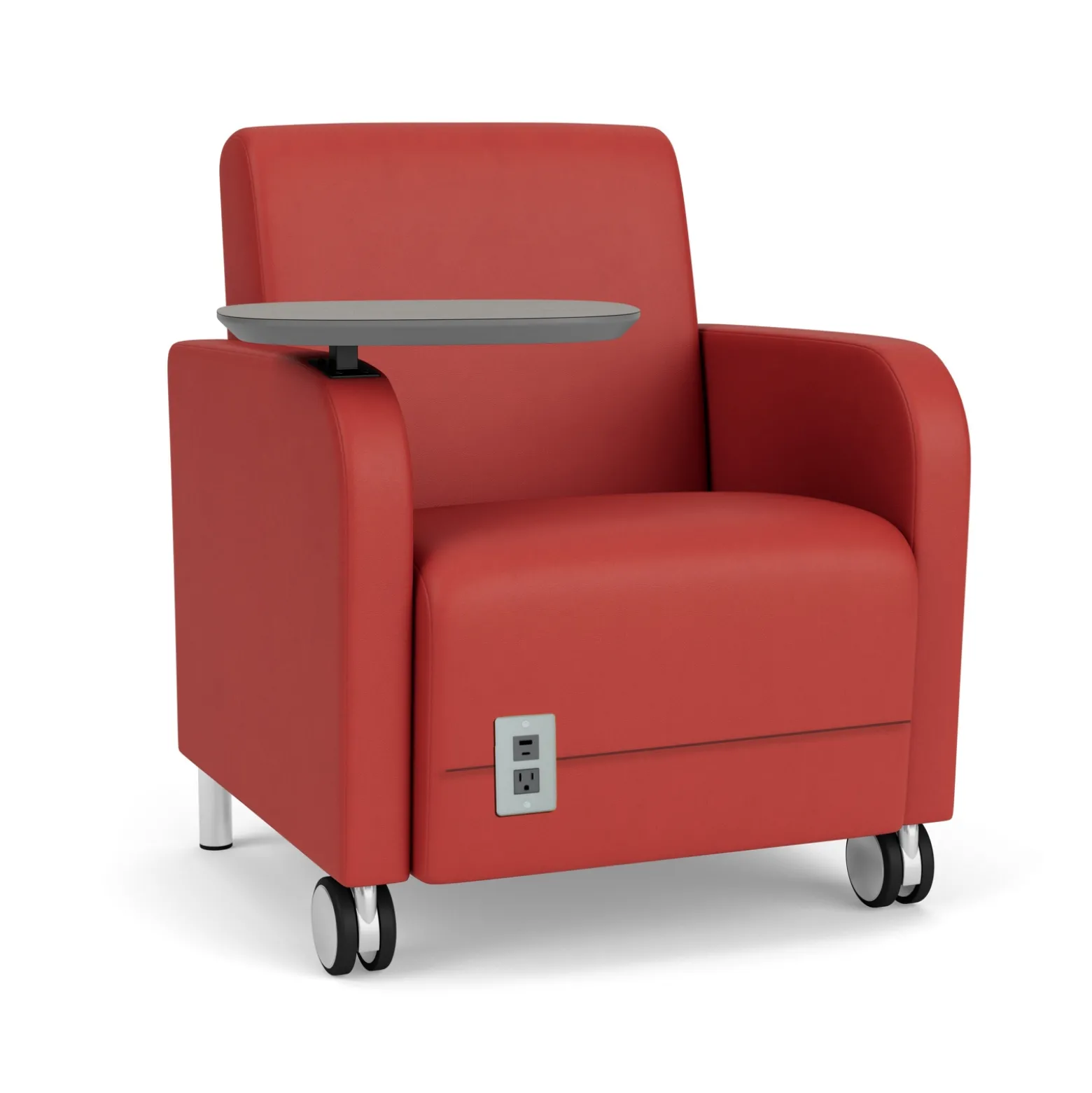 Parkside Powered Guest Chair with Tablet and Casters in Designer Upholstery
