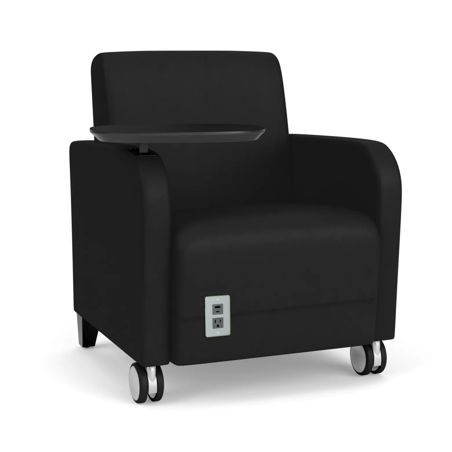 Parkside Powered Guest Chair with Tablet and Casters in Designer Upholstery
