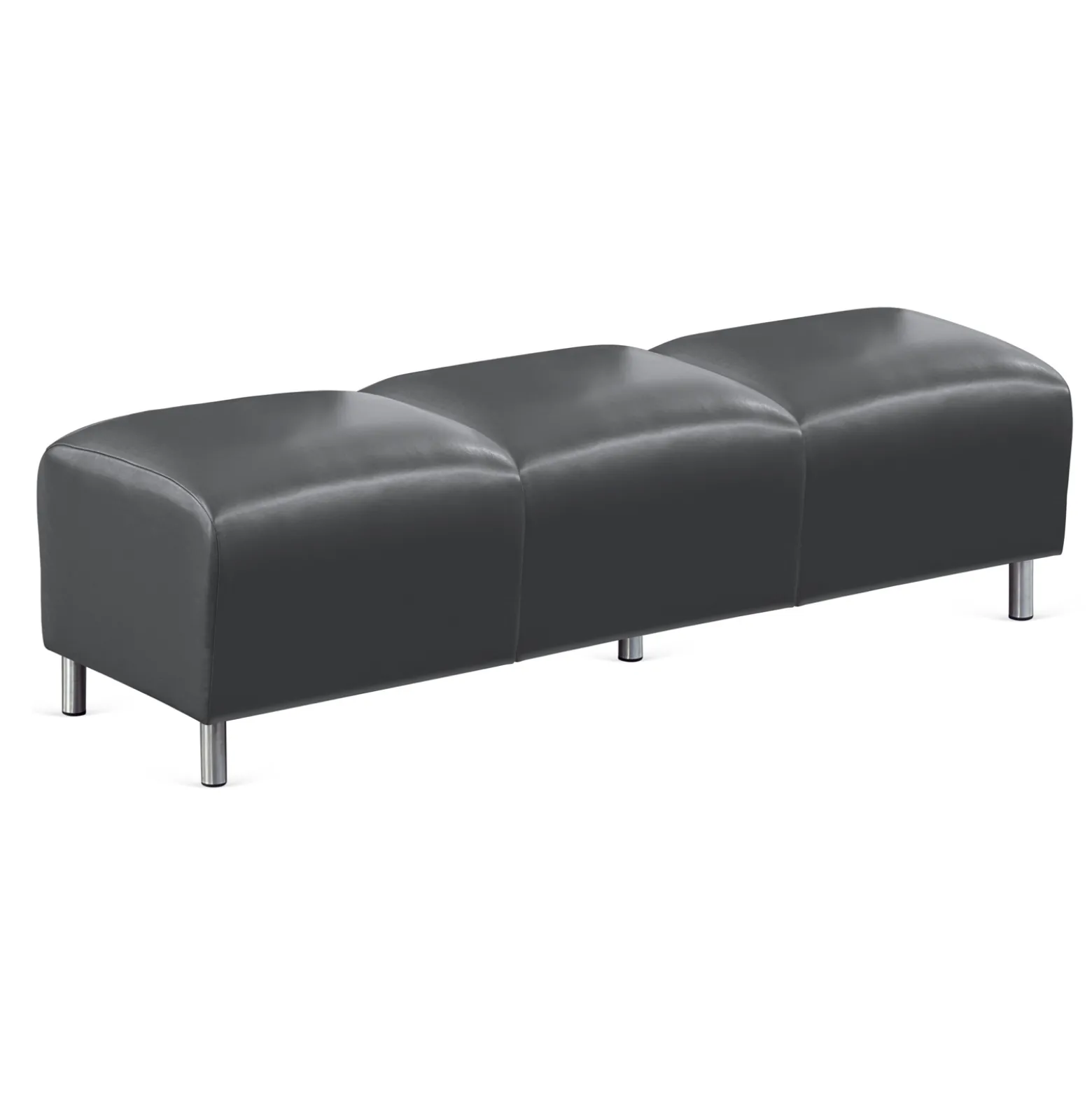 Parkside Three Seat Bench in Faux Leather - 65"W