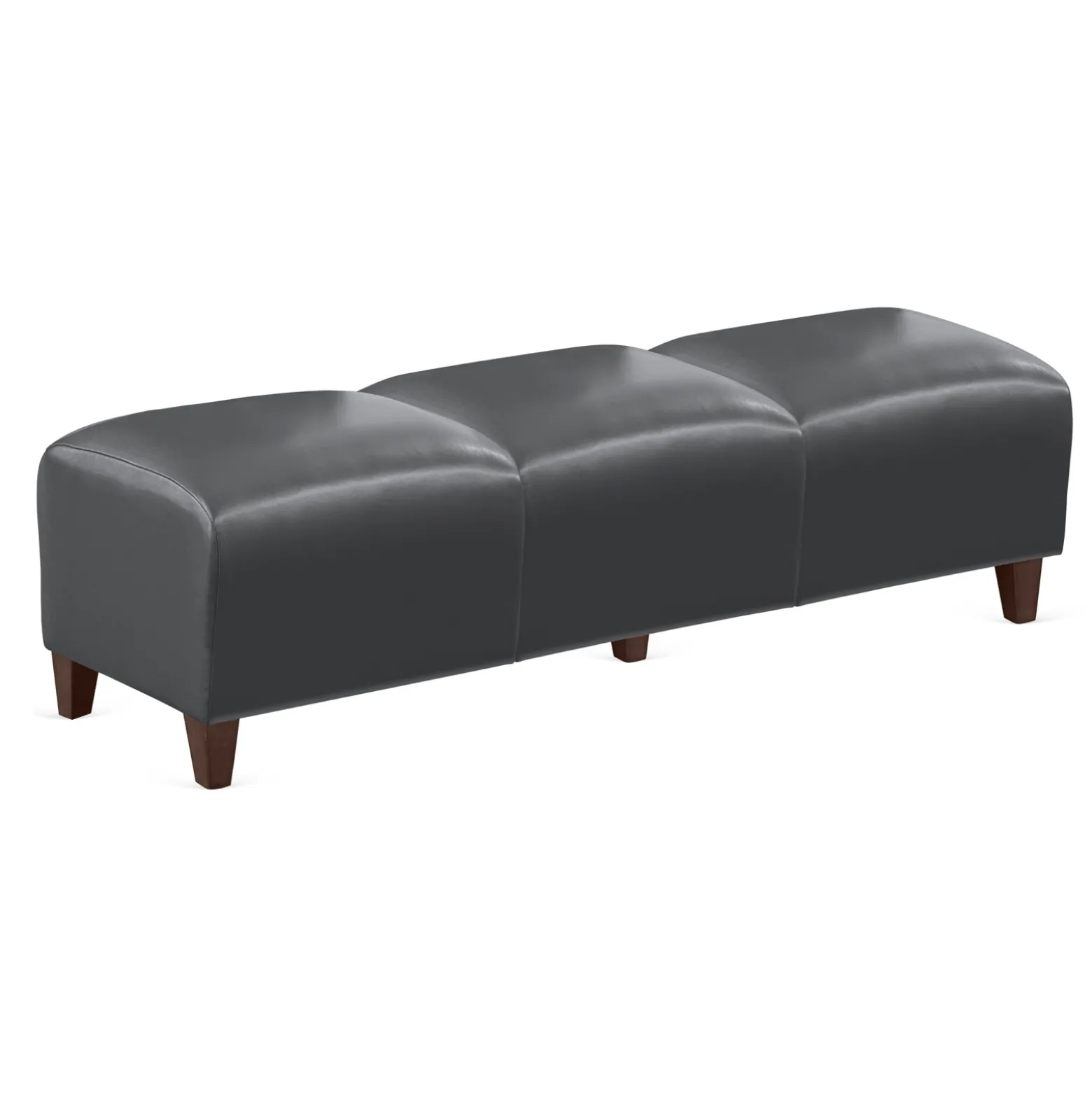 Parkside Three Seat Bench in Faux Leather - 65"W
