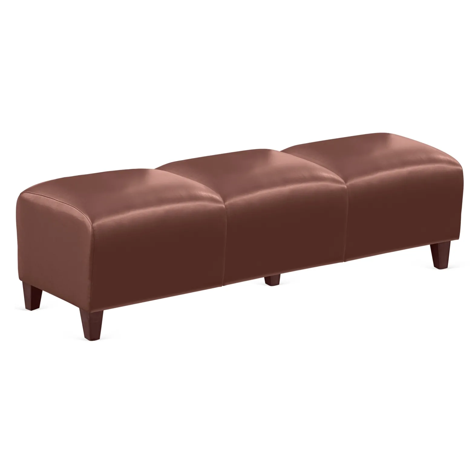 Parkside Three Seat Bench in Faux Leather - 65"W