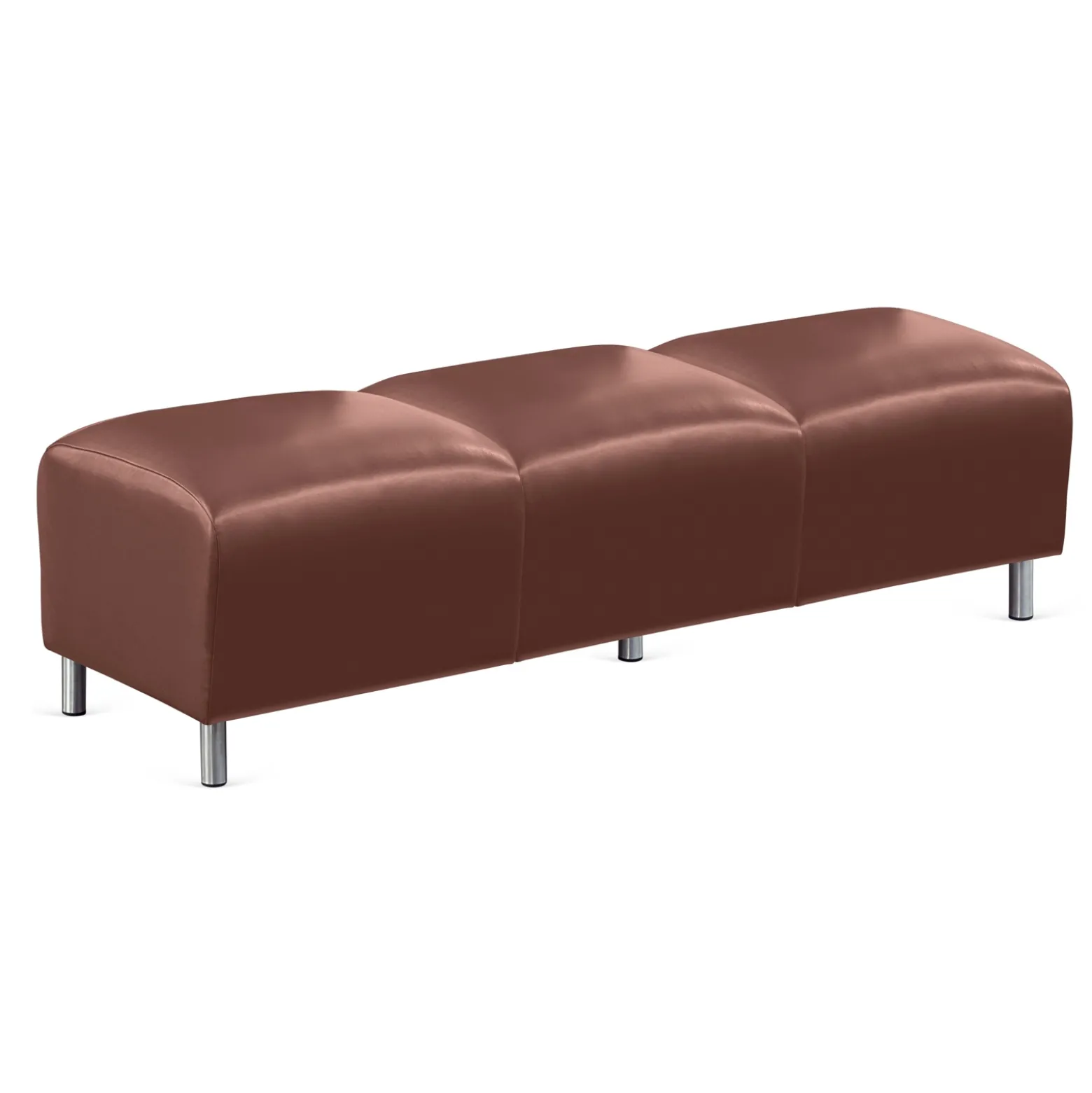 Parkside Three Seat Bench in Faux Leather - 65"W