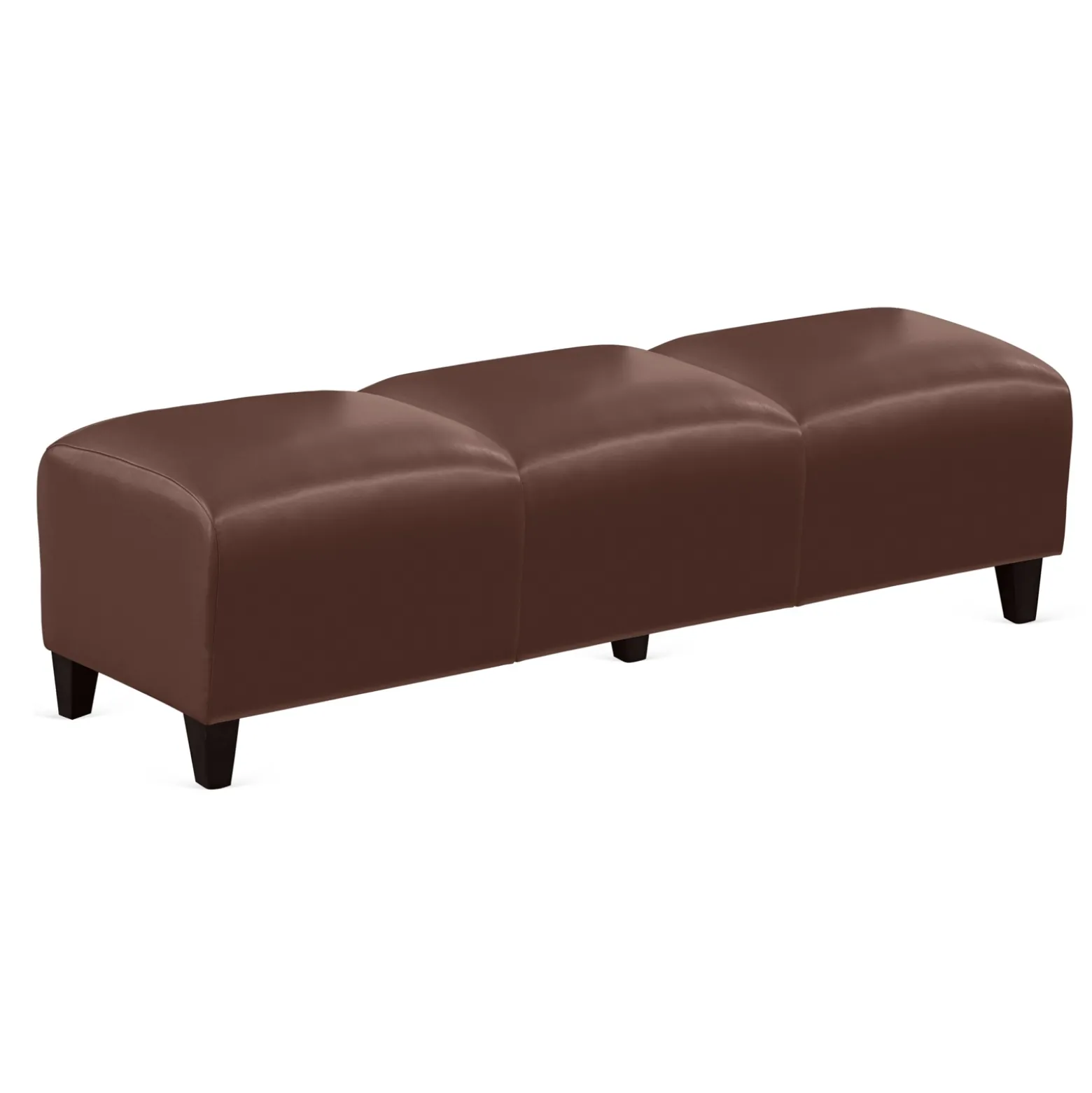 Parkside Three Seat Bench in Faux Leather - 65"W