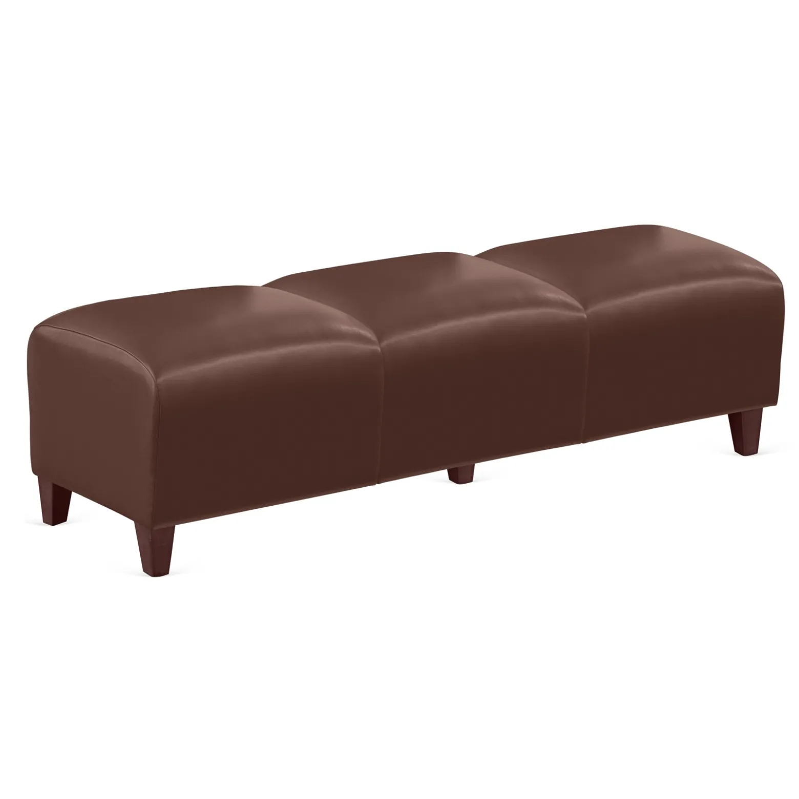 Parkside Three Seat Bench in Faux Leather - 65"W