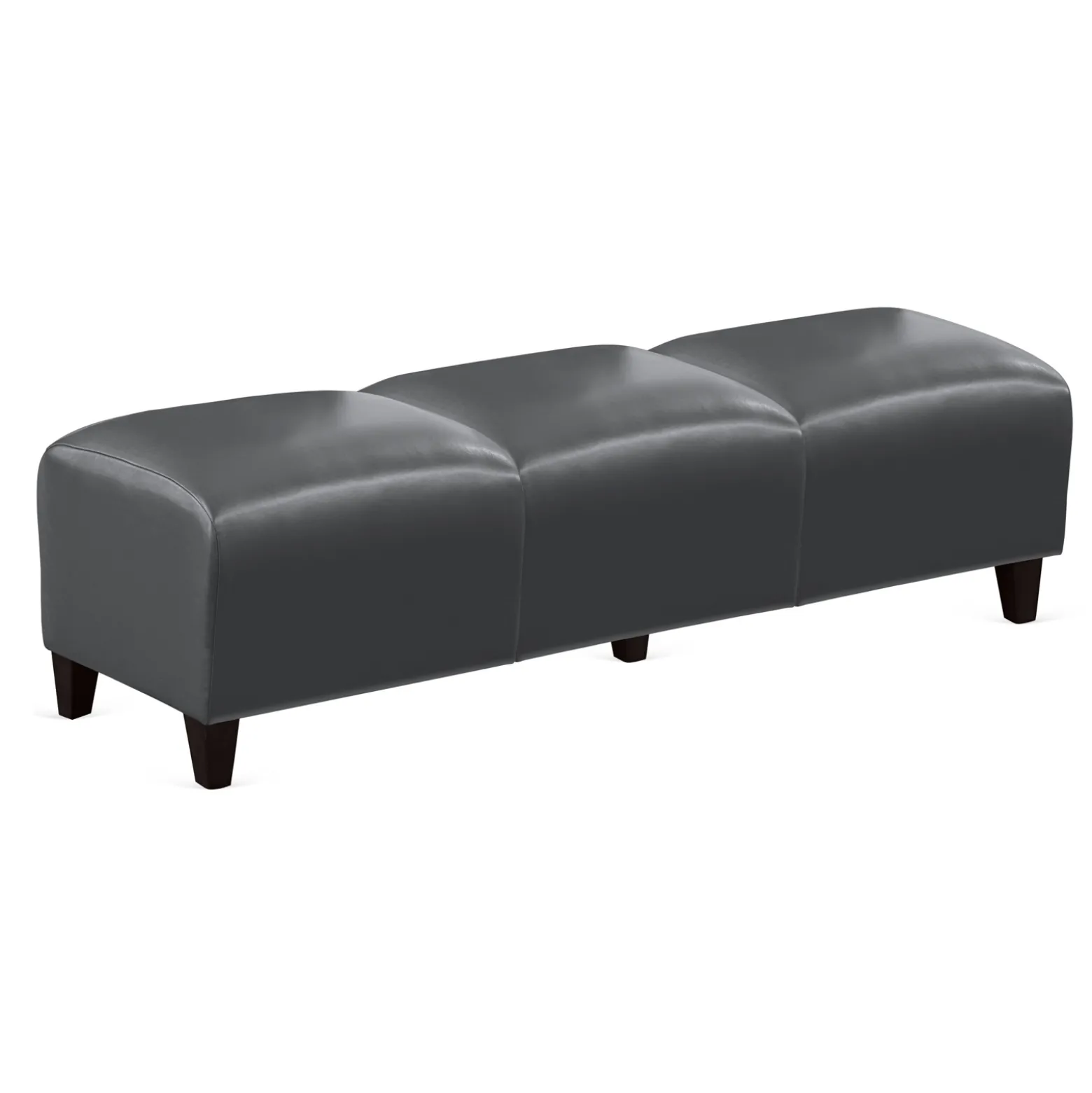 Parkside Three Seat Bench in Faux Leather - 65"W
