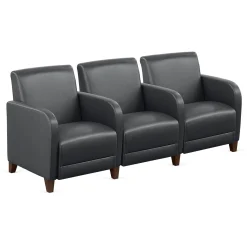 Parkside Three Seater with Center Arms in Faux Leather - 75.5"W