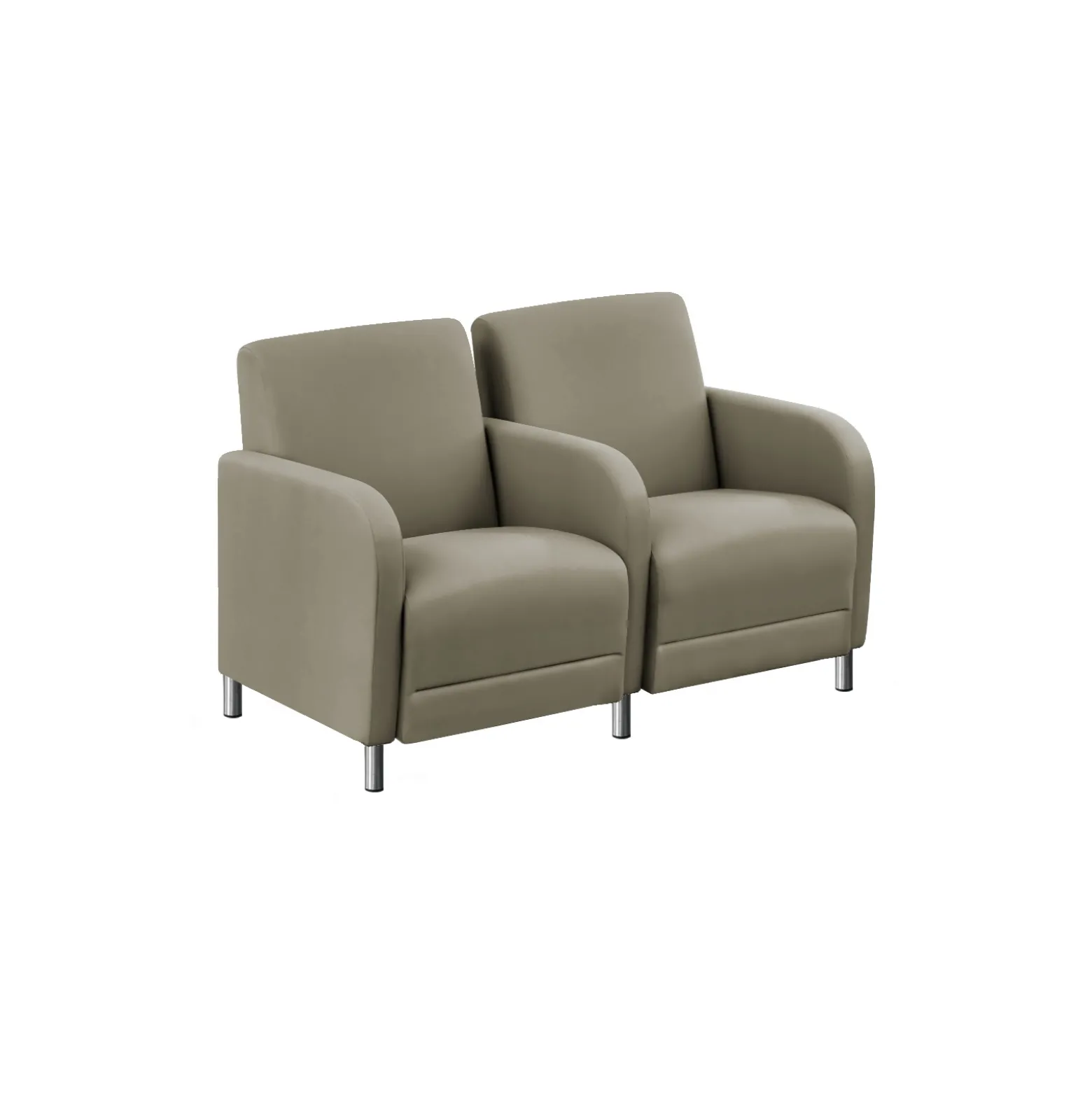 Parkside Two Seater with Center Arm in Polyurethane or Fabric - 51.5"W