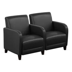 Parkside Two Seater with Center Arm in Faux Leather - 51.5"W