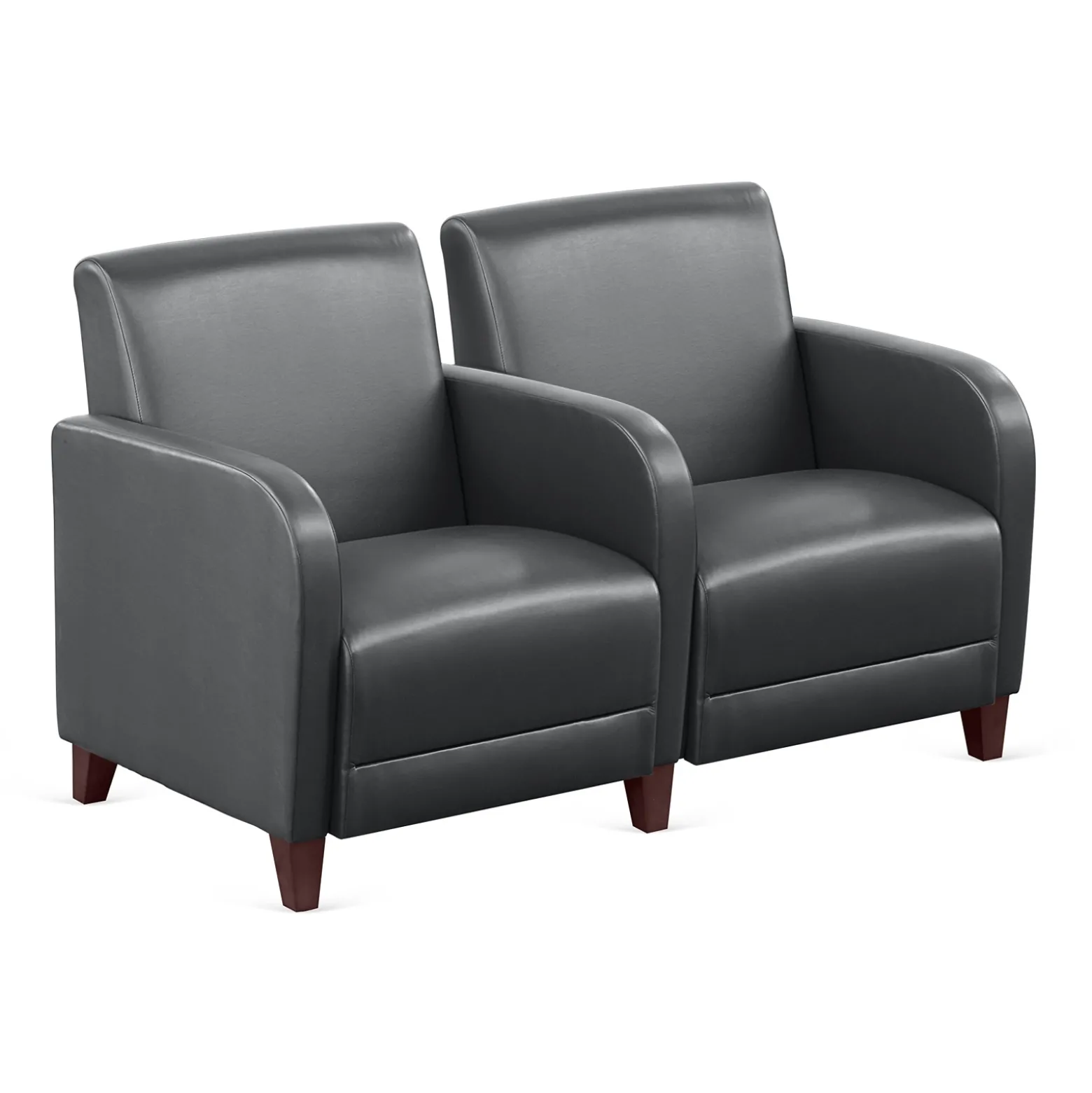 Parkside Two Seater with Center Arm in Faux Leather - 51.5"W