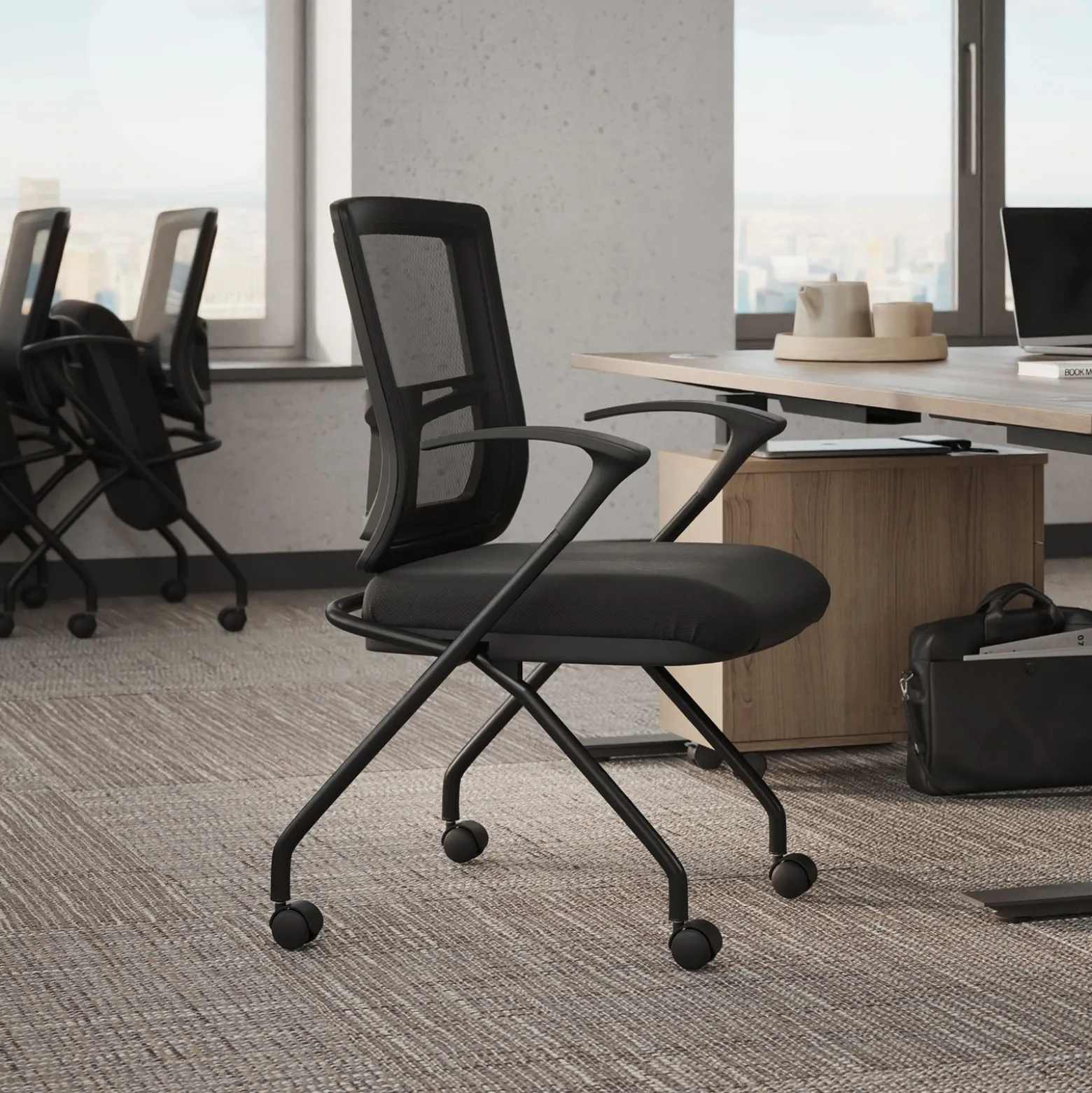 Perspective Mesh-Back Nesting Chair