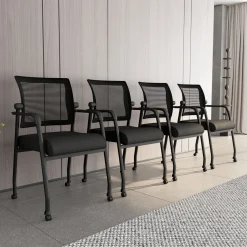 Pivot Back Mesh and Fabric Guest Chair with Casters