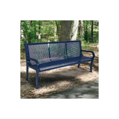 Plastic Coated Outdoor Perforated Bench with Back - 4'W