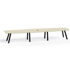 Plateaux Boat Shaped Powered Conference Table with Knife Edge - 192W x 48D