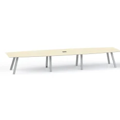 Plateaux Boat Shaped Powered Conference Table with Knife Edge - 192W x 48D