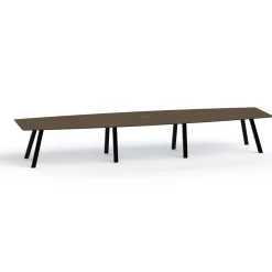 Plateaux Boat Shaped Powered Conference Table with Knife Edge - 192W x 48D
