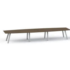 Plateaux Boat Shaped Powered Conference Table with Knife Edge - 192W x 48D