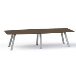 Plateaux Boat Shaped Powered Conference Table with Knife Edge - 120W x 48D