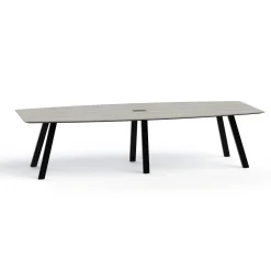 Plateaux Boat Shaped Powered Conference Table with Knife Edge - 120W x 48D