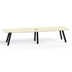 Plateaux Boat Shaped Powered Conference Table with Knife Edge - 144W x 48D