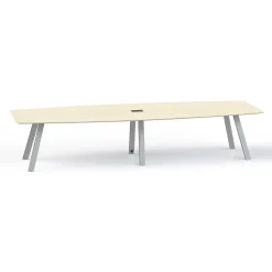 Plateaux Boat Shaped Powered Conference Table with Knife Edge - 144W x 48D