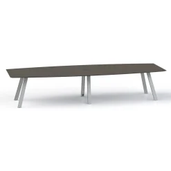 Plateaux Boat Shaped Powered Conference Table with Knife Edge - 144W x 48D