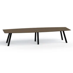 Plateaux Boat Shaped Powered Conference Table with Knife Edge - 144W x 48D