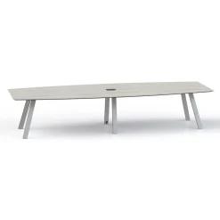 Plateaux Boat Shaped Powered Conference Table with Knife Edge - 144W x 48D