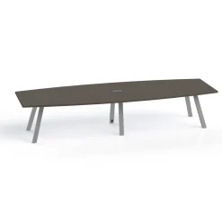 Plateaux Boat Shaped Powered Conference Table with 3MM Edge - 144W x 48D
