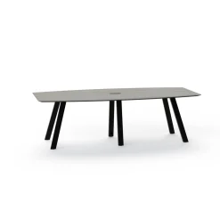 Plateaux Boat Shaped Powered Conference Table with Knife Edge - 96W x 48D