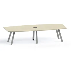 Plateaux Boat Shaped Powered Conference Table with 3MM Edge - 120W x 48D
