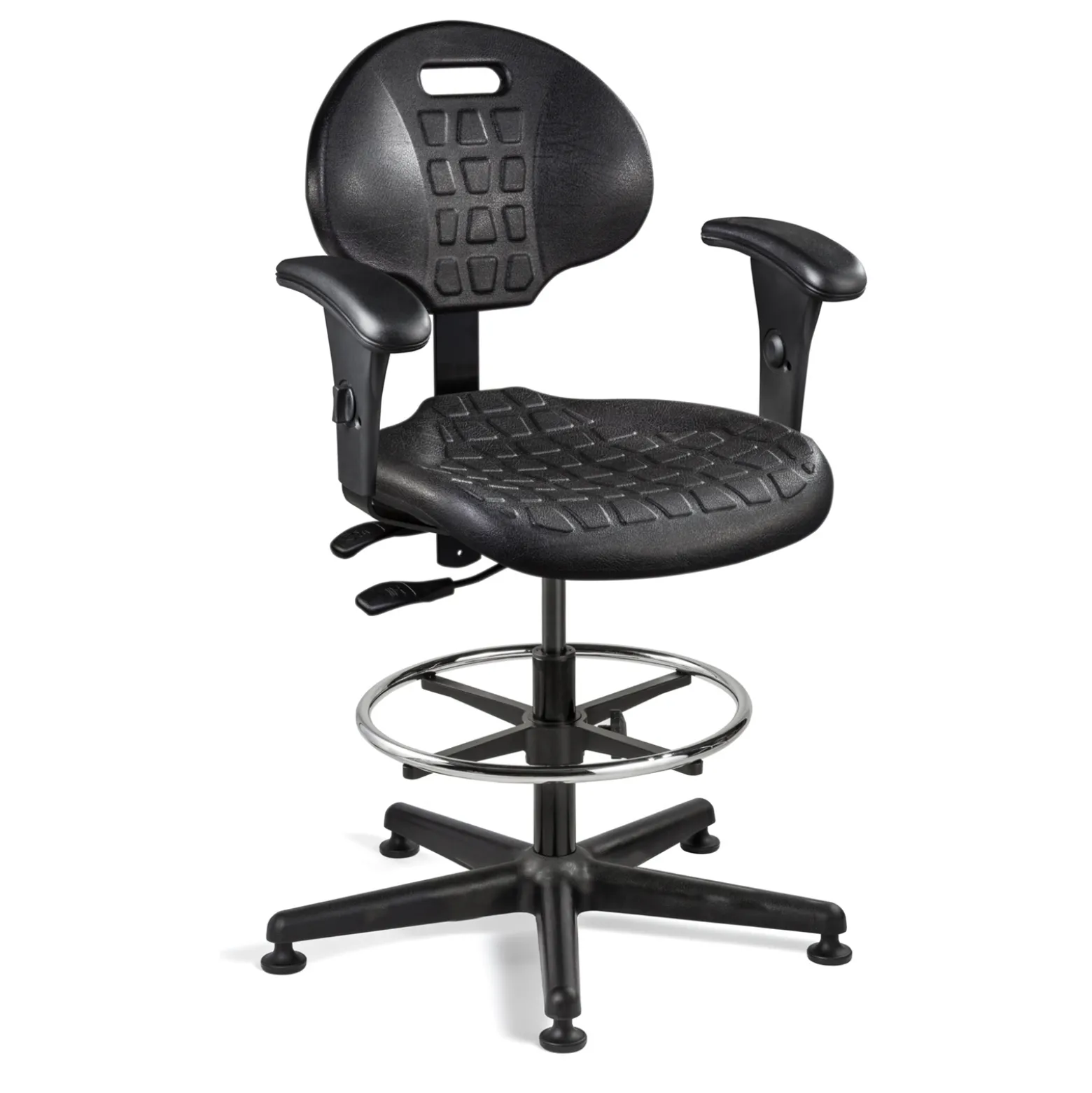 Polyurethane Stool with Arms and Footrest -19"-26.5"H