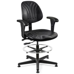 Polyurethane Stool with Arms and Footrest - 21"-31"H