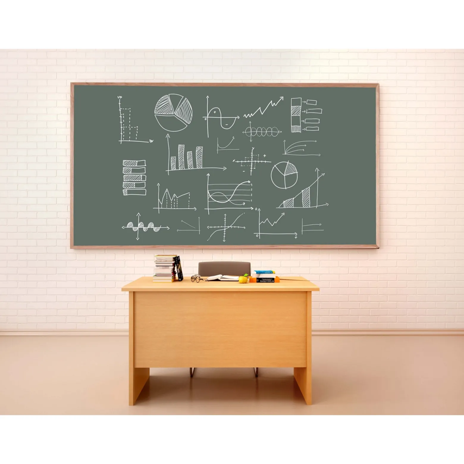 Porcelain Chalkboard with Oak Frame 24"x18"