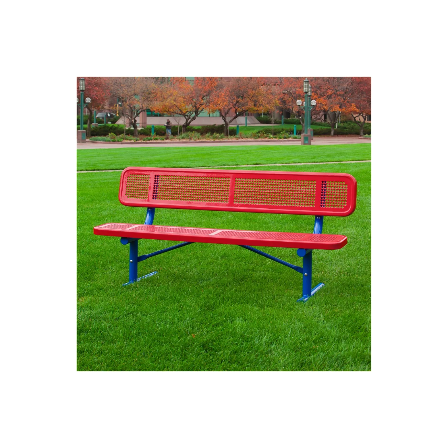 Portable Perforated Steel Bench - 8'W