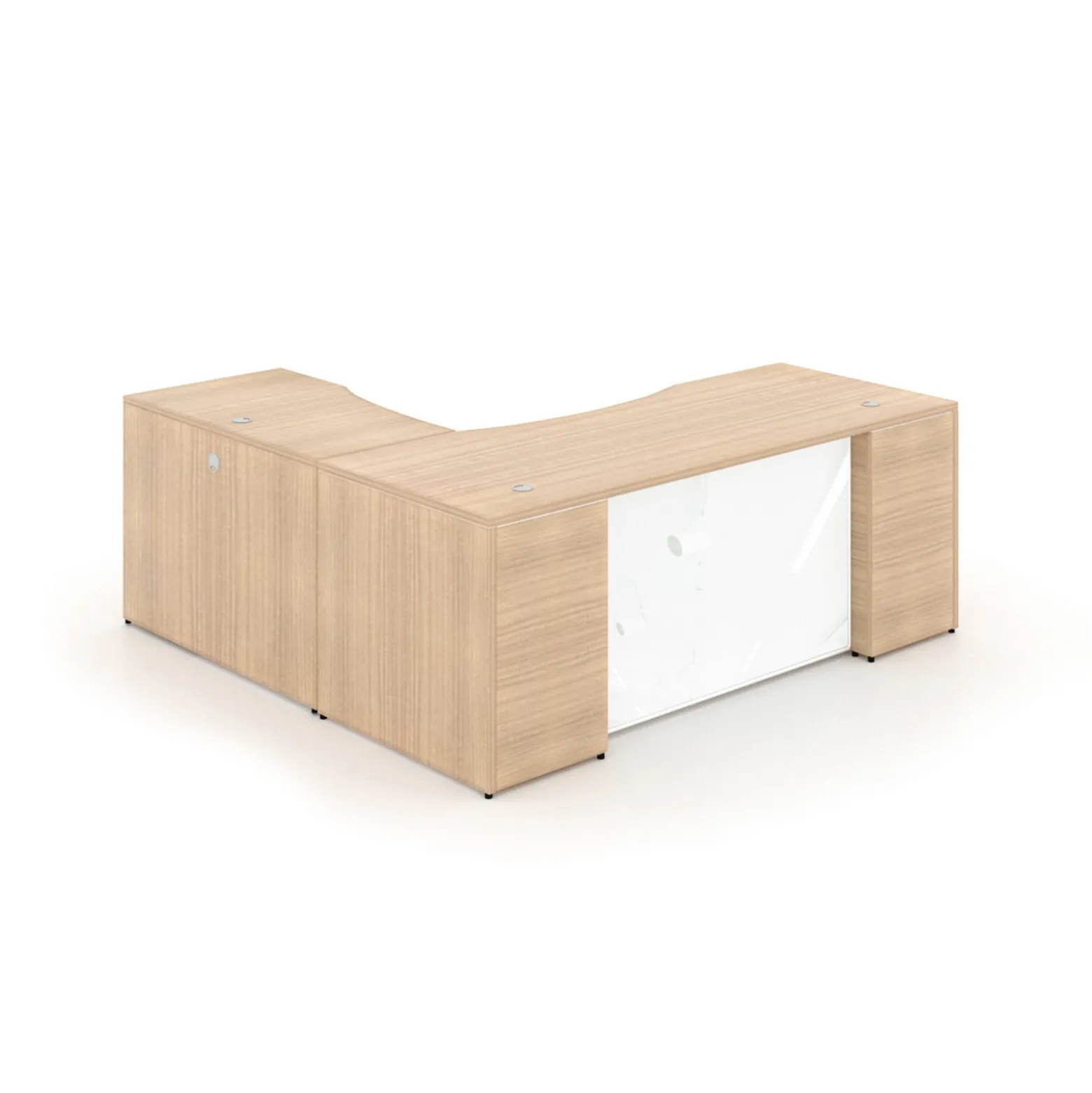 Potenza Laminate L-Shape Desk with Glass Modesty Panel - 66"W x 72"D