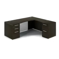 Potenza Laminate L-Shape Desk with Glass Modesty Panel - 66